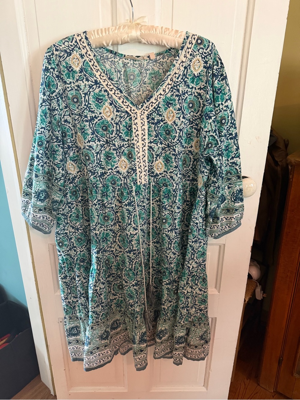 Soft Surroundings Teal and Navy Paisley Tunic